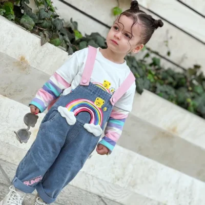 ست بیلر بال دار و بلوز رنگین کمان کد 380
