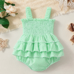 رامپر مینیمال پرنسسی پاپیون‌ 💚sage stripe کد 545 - تصویر 3