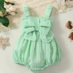 رامپر مینیمال پرنسسی پاپیون‌ 💚sage stripe کد 545