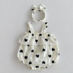 رامپر و هد بند موسلین قلبی🖤 black heart کد 395 - تصویر 6